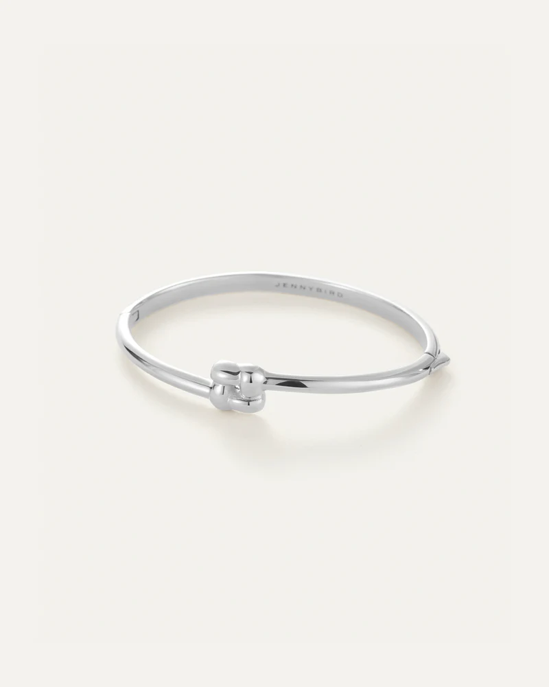 Jenny Bird Slim Woven Square Bangle - Platinum