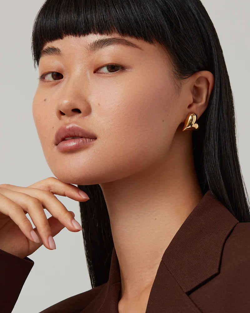 Jenny Bird Art Heart Button Earring