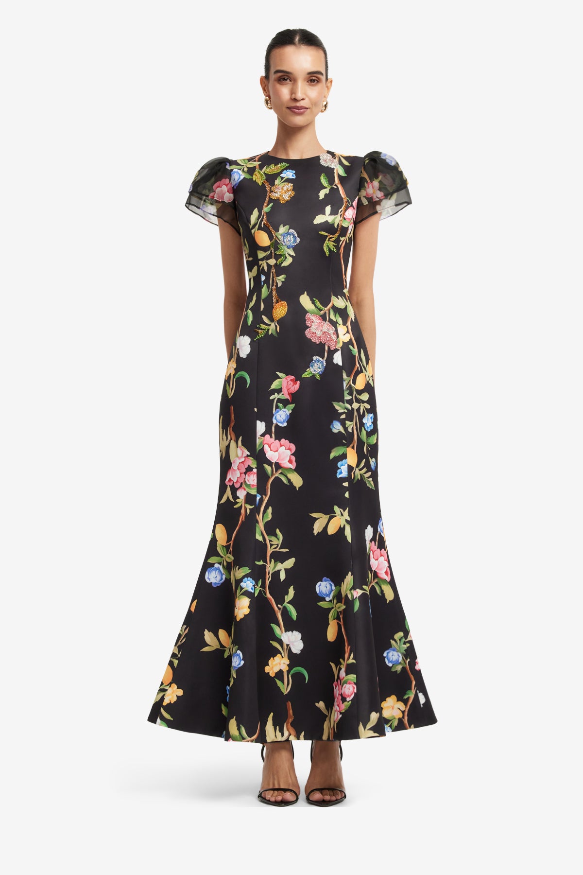 Lemon Vine Print in Ebony