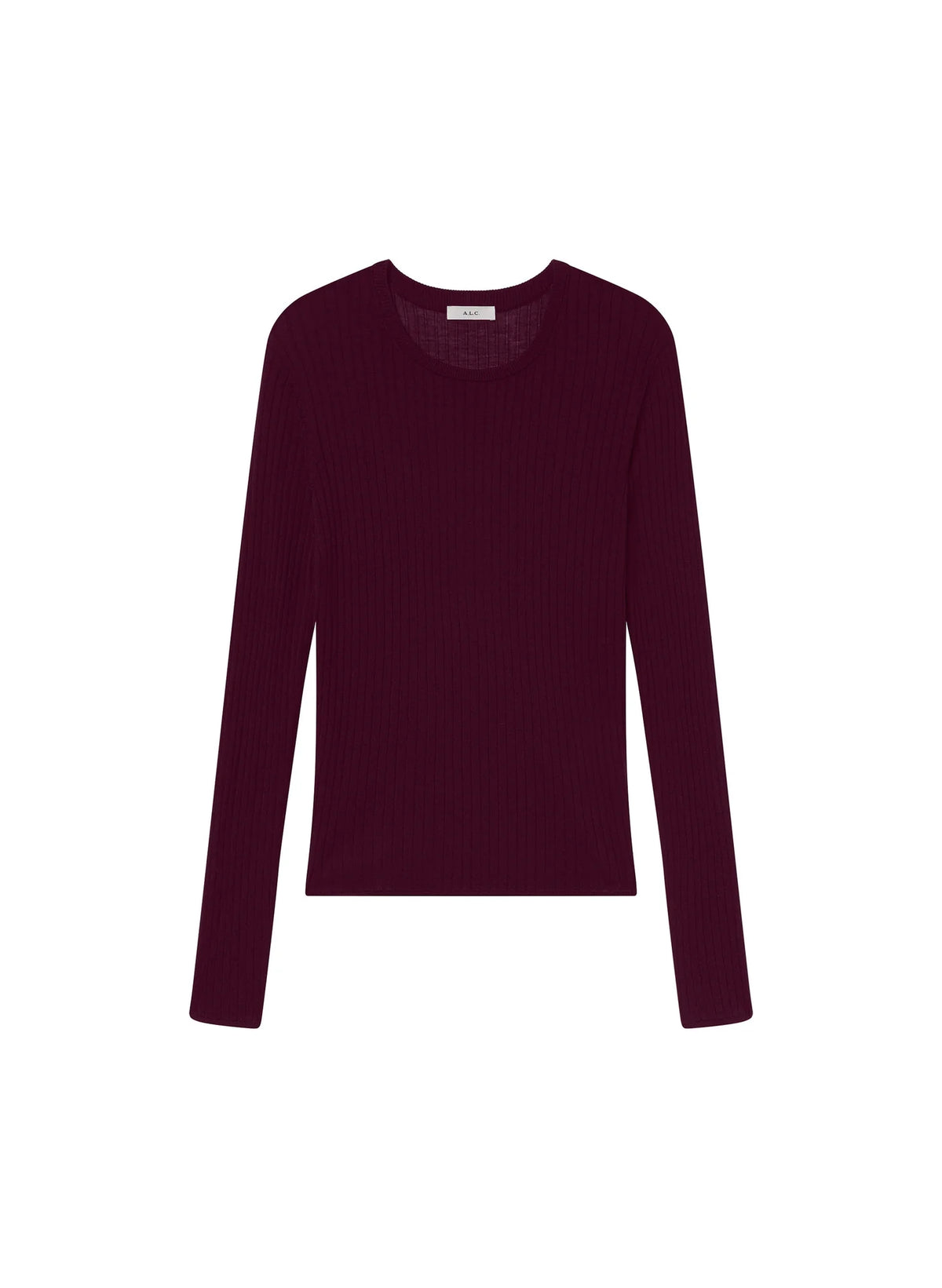 A.L.C. Kyle Ribbed Merino Top - Dark Mulberry