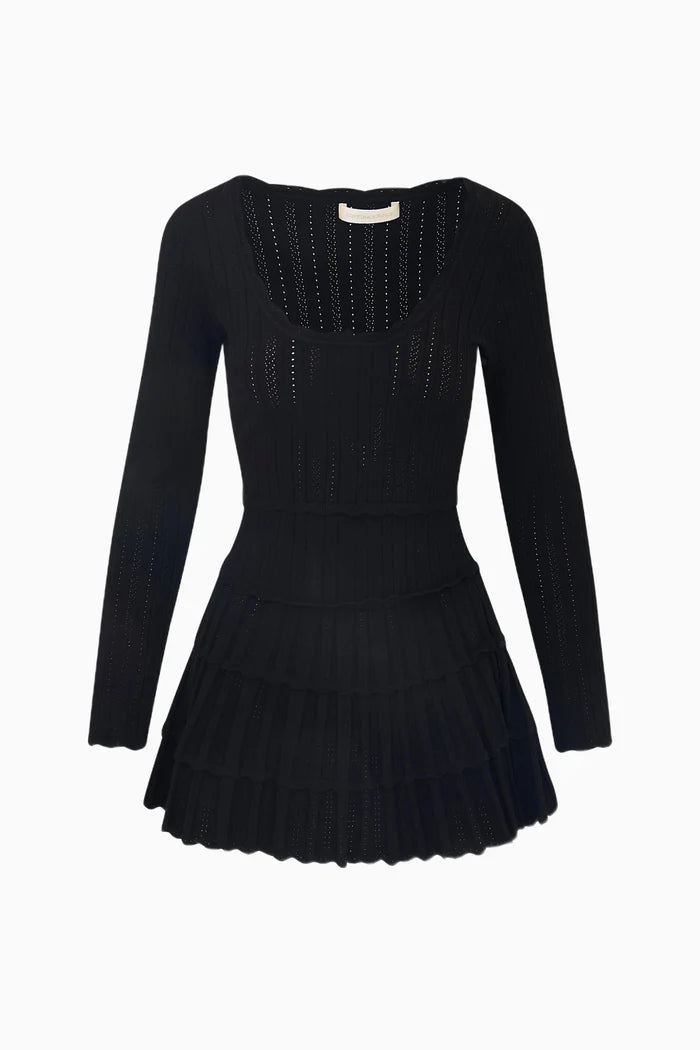 LoveShackFancy Lavender Stretch Pointelle Mini Dress - Black