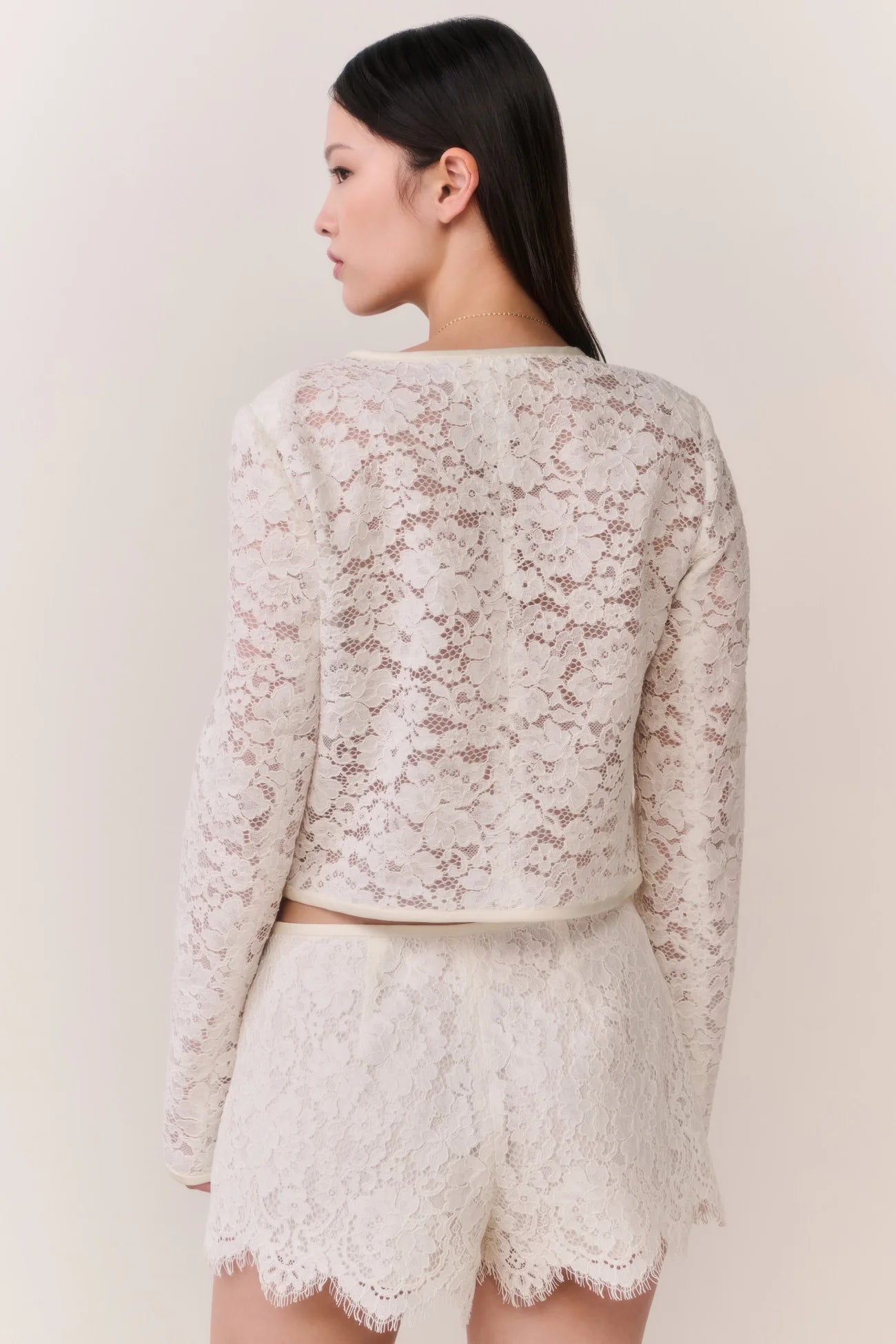 LoveShackFancy Junetta Cropped Lace Jacket