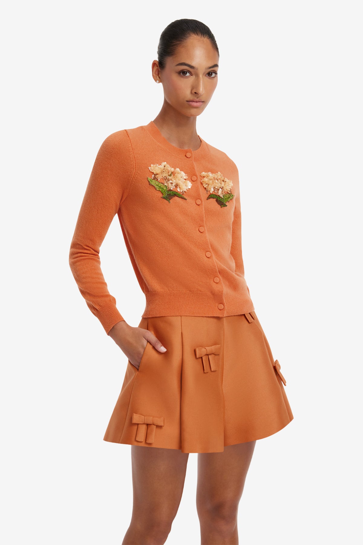 Claire Embellished Cashmere Blend Cardigan - Ochre
