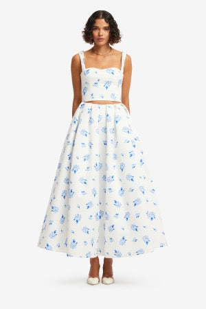 Lexi Top - Ditsy Floral Print in Snow