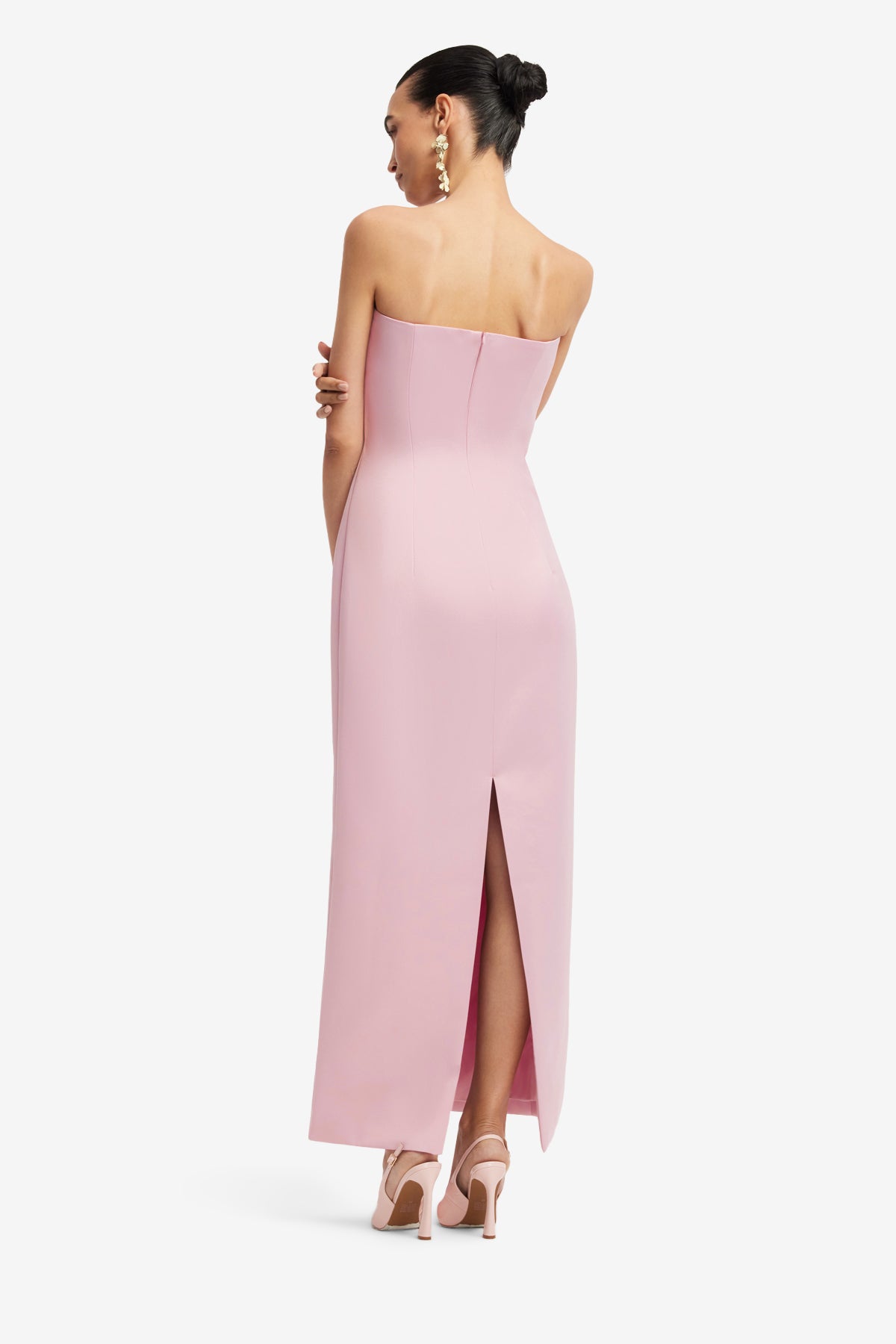 Rayna Embroidered Bustier Maxi Dress - Bouquet Print in Pastel Pink