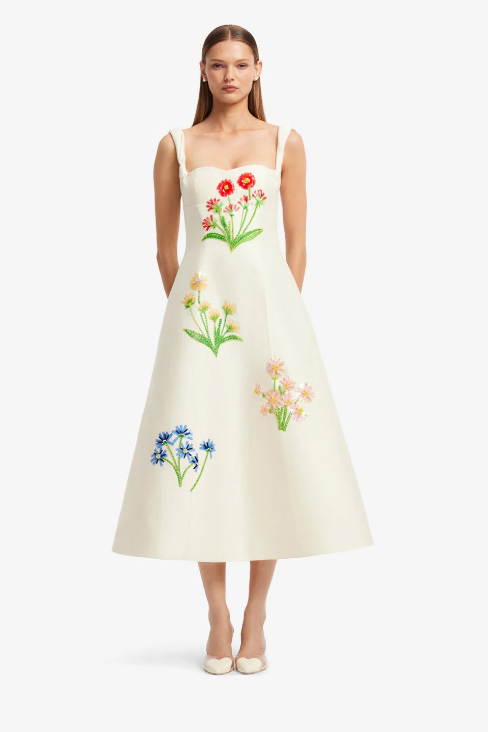 Leo Lin Beatrice Embellished Wool Midi Dress