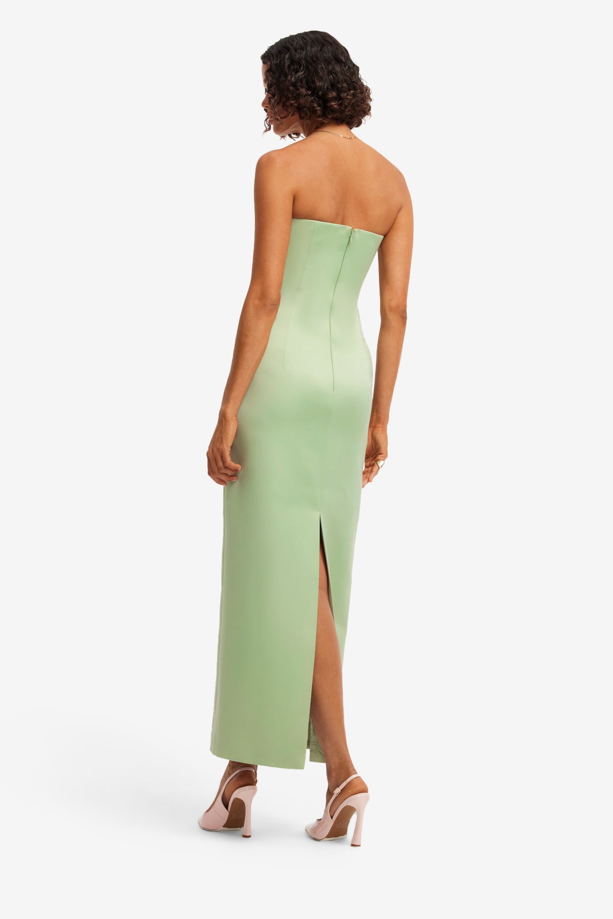 Marilyn Bustier Maxi Dress - Tulip Print in Green