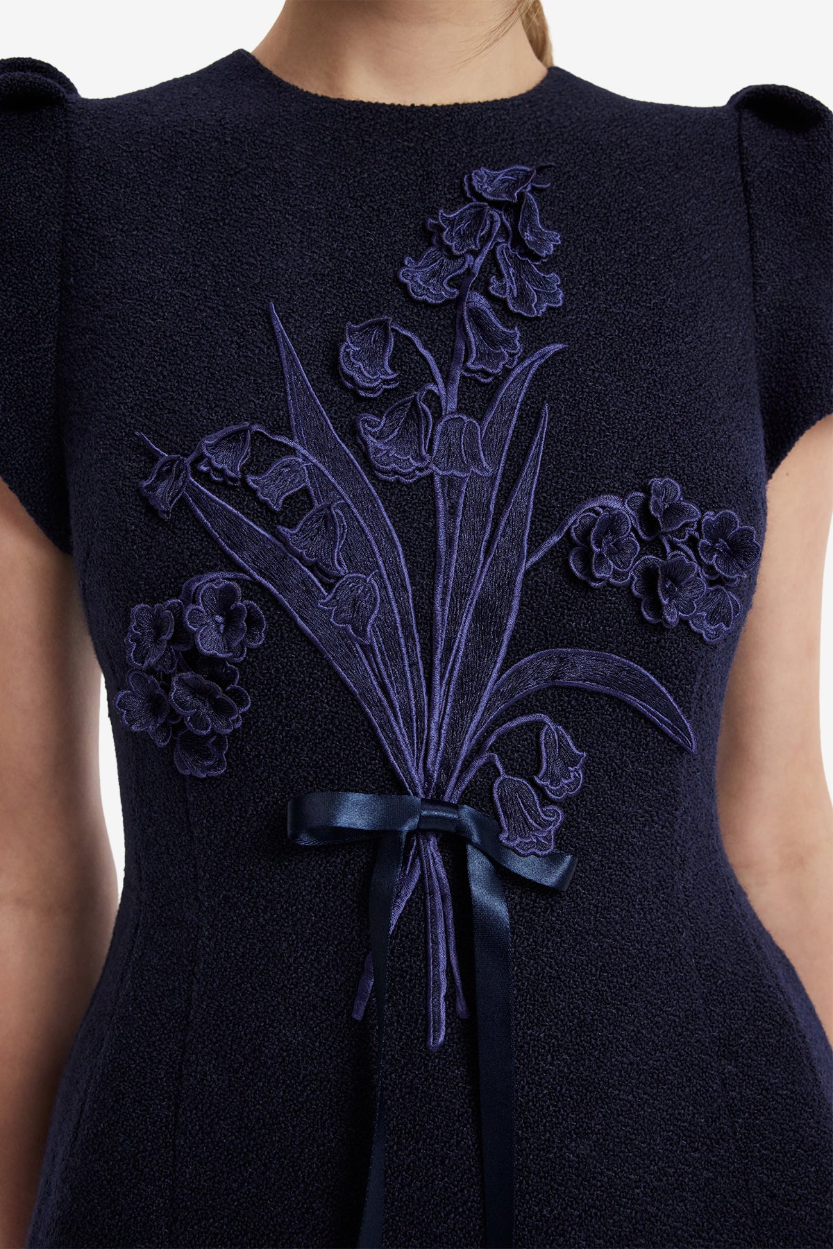 Carina Applique Tweed Mini Dress - Midnight