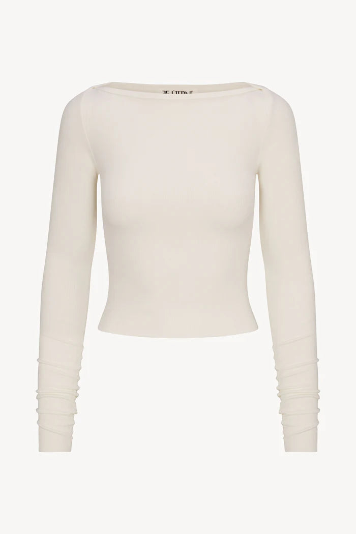 Eterne Long Sleeve Boatneck Top - Cream