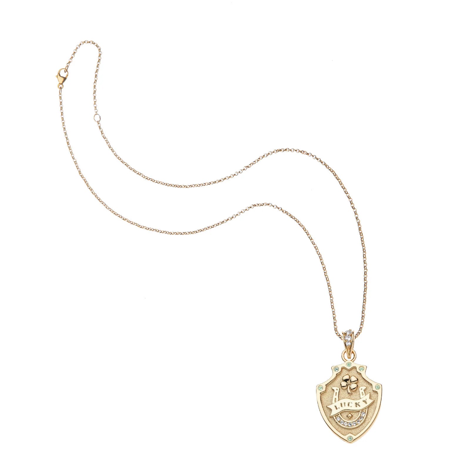 Jane Win LUCKY Shield Pendant Necklace