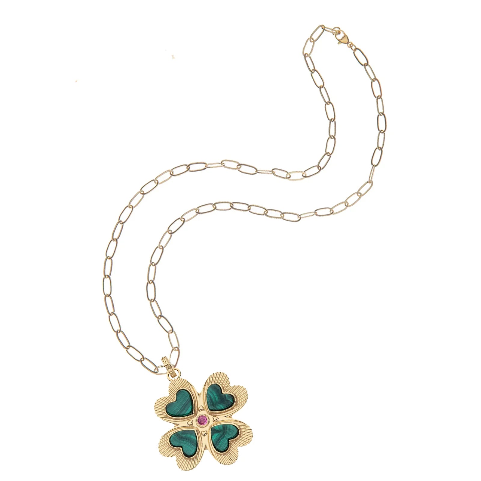 Jane Win LUCKY In Love Clover Pendant - Malachite