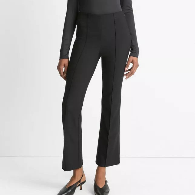 Vince Niki Mid Rise Pintuck Crop Flare Pant - Black