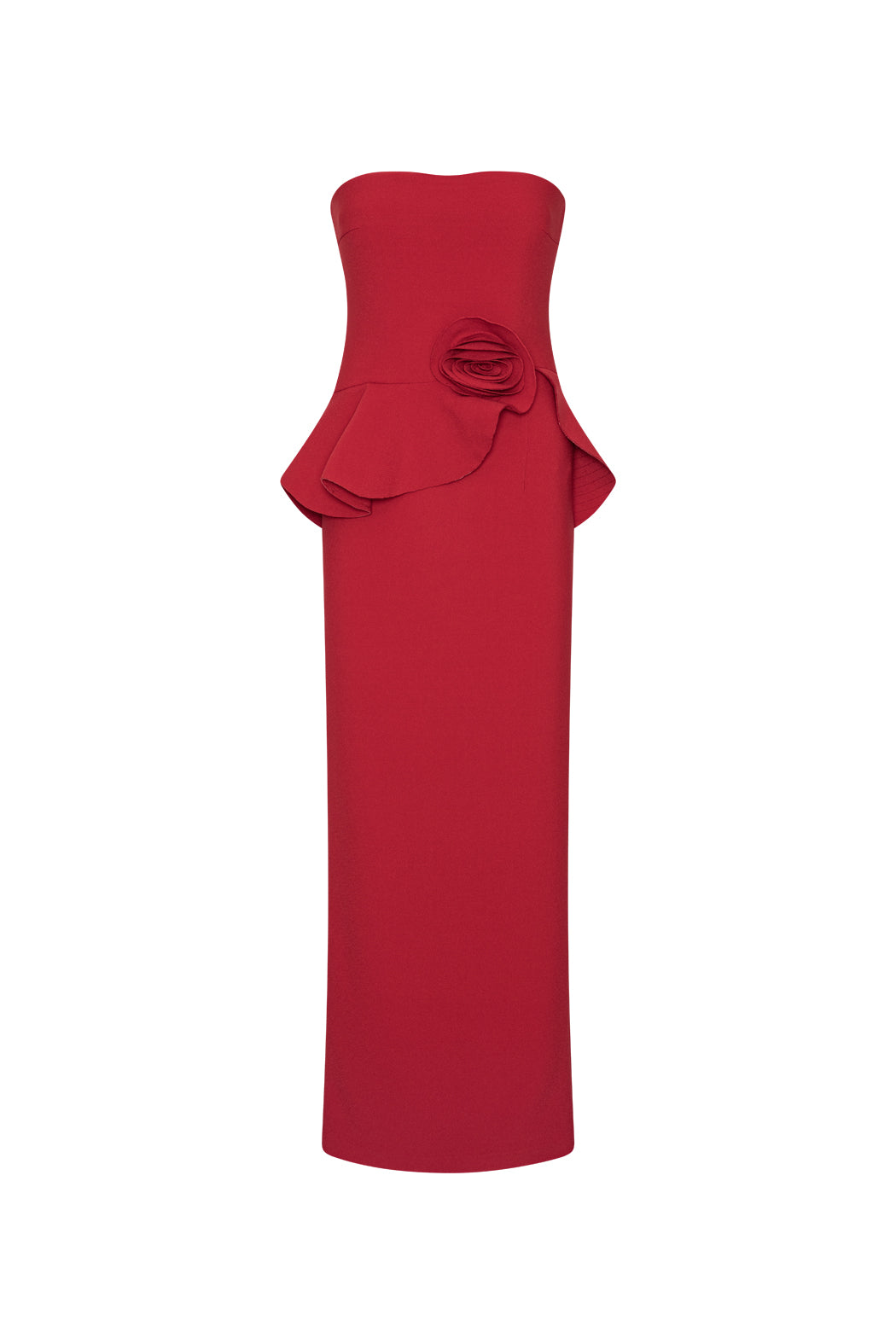 LONG FLOWER STRAPLESS DRESS