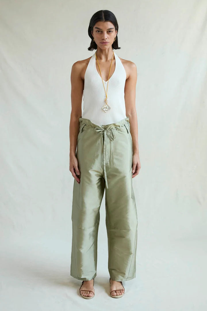 Chan Luu Techno Taffeta Barrel Pant - Sage