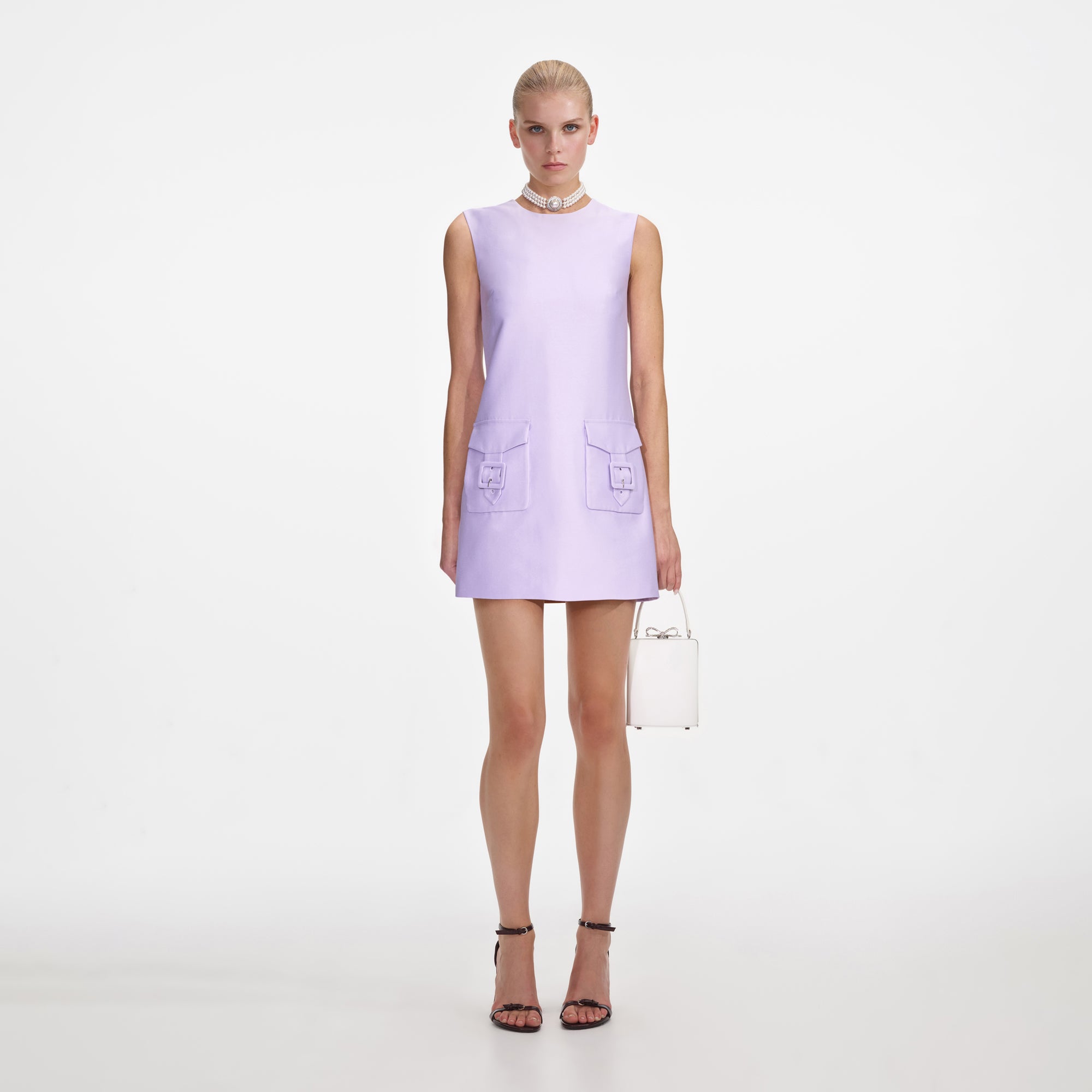 Self-Portrait Lilac Taffeta Mini Dress