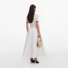 Self Portrait White Knit Linen Midi Dress