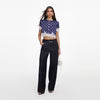 Self Portrait Navy Polka Dot Satin Top