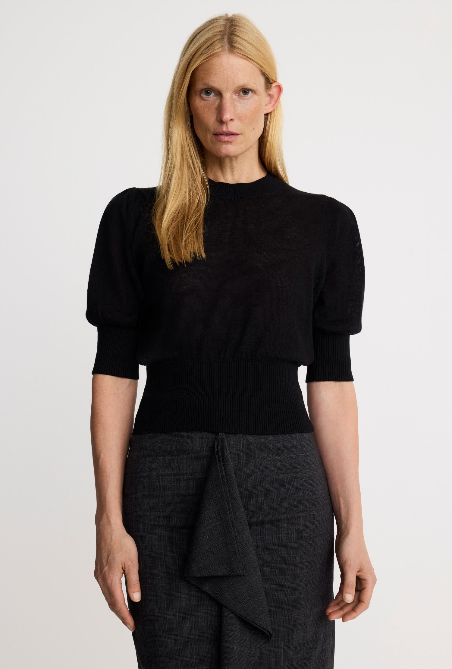 Cropped Pouf Sleeve Sweater