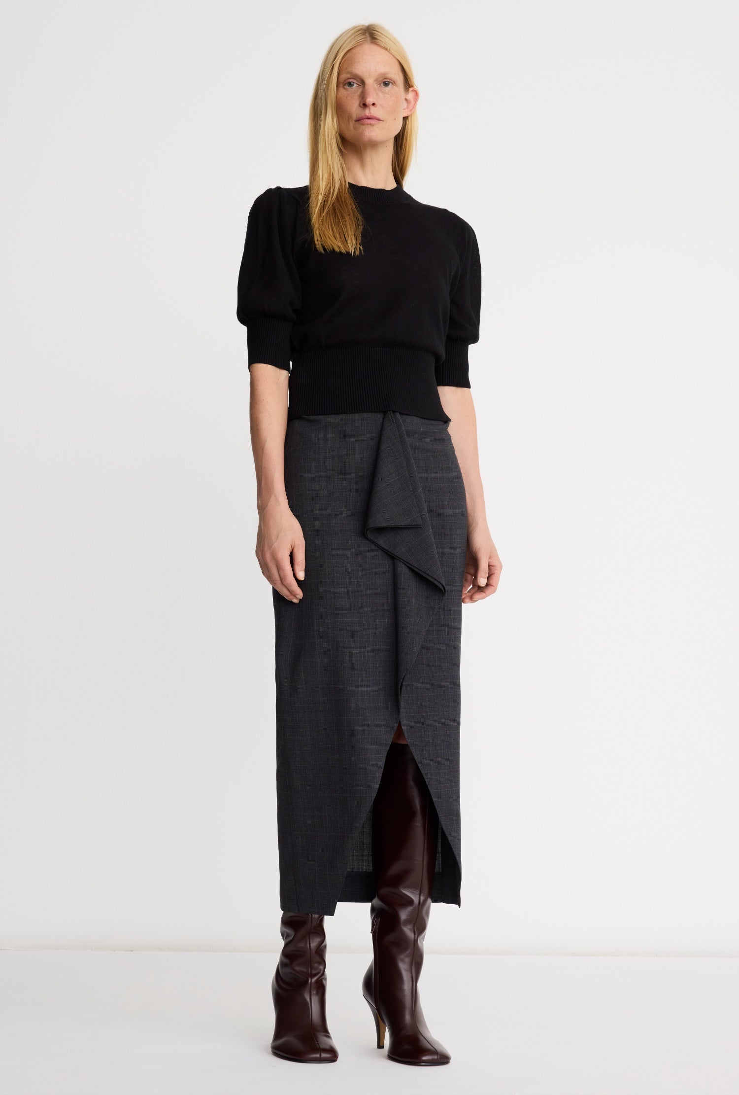 Cropped Pouf Sleeve Sweater