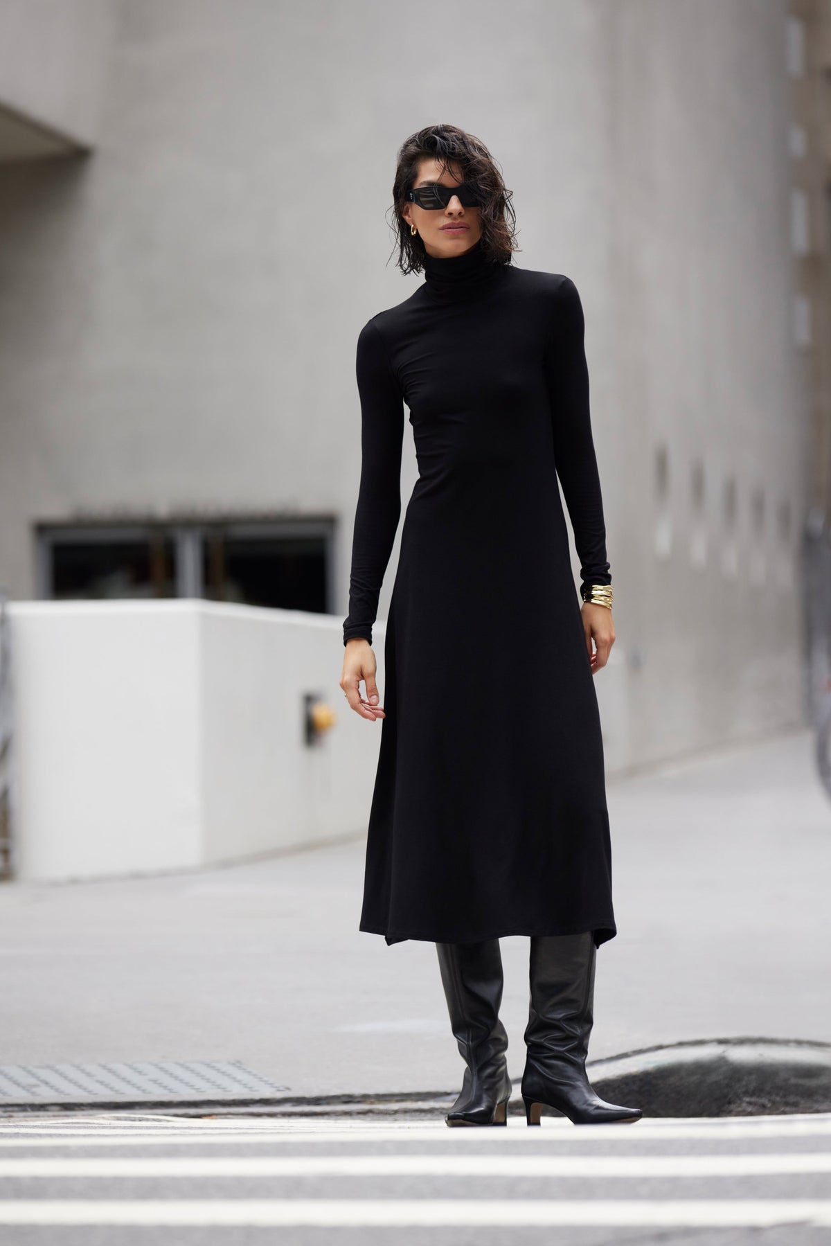 The Turtleneck Dress in Black - WS
