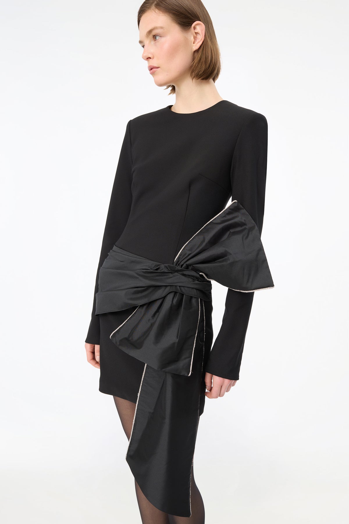 LS MIN DRAPED BOW DRESS