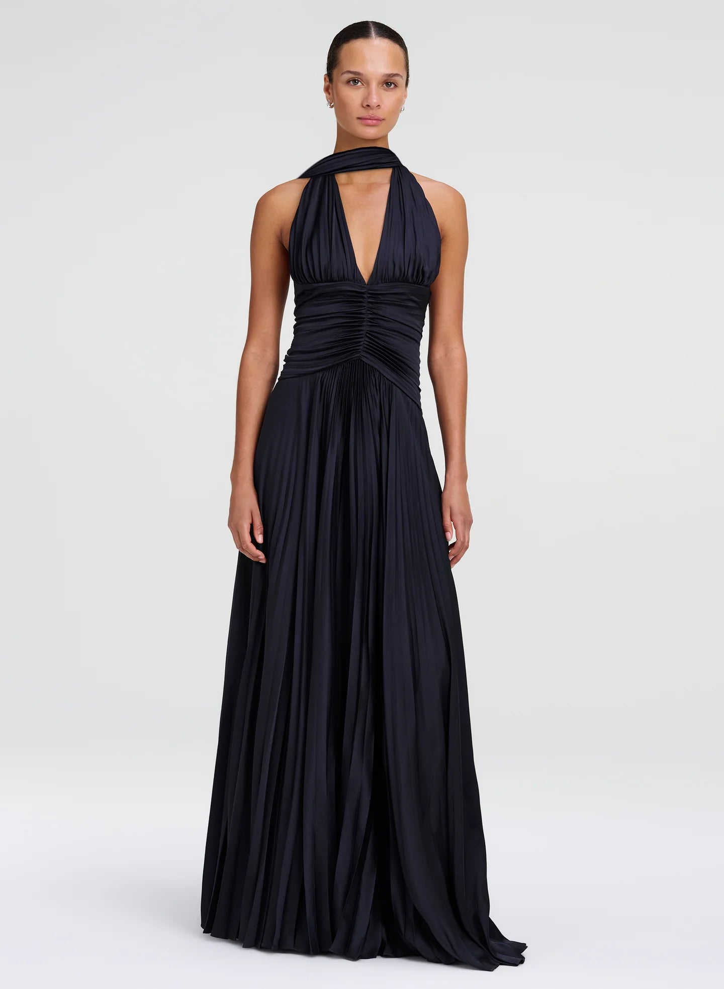 A.L.C. Sabine Scarf Tie Satin Pleated Gown