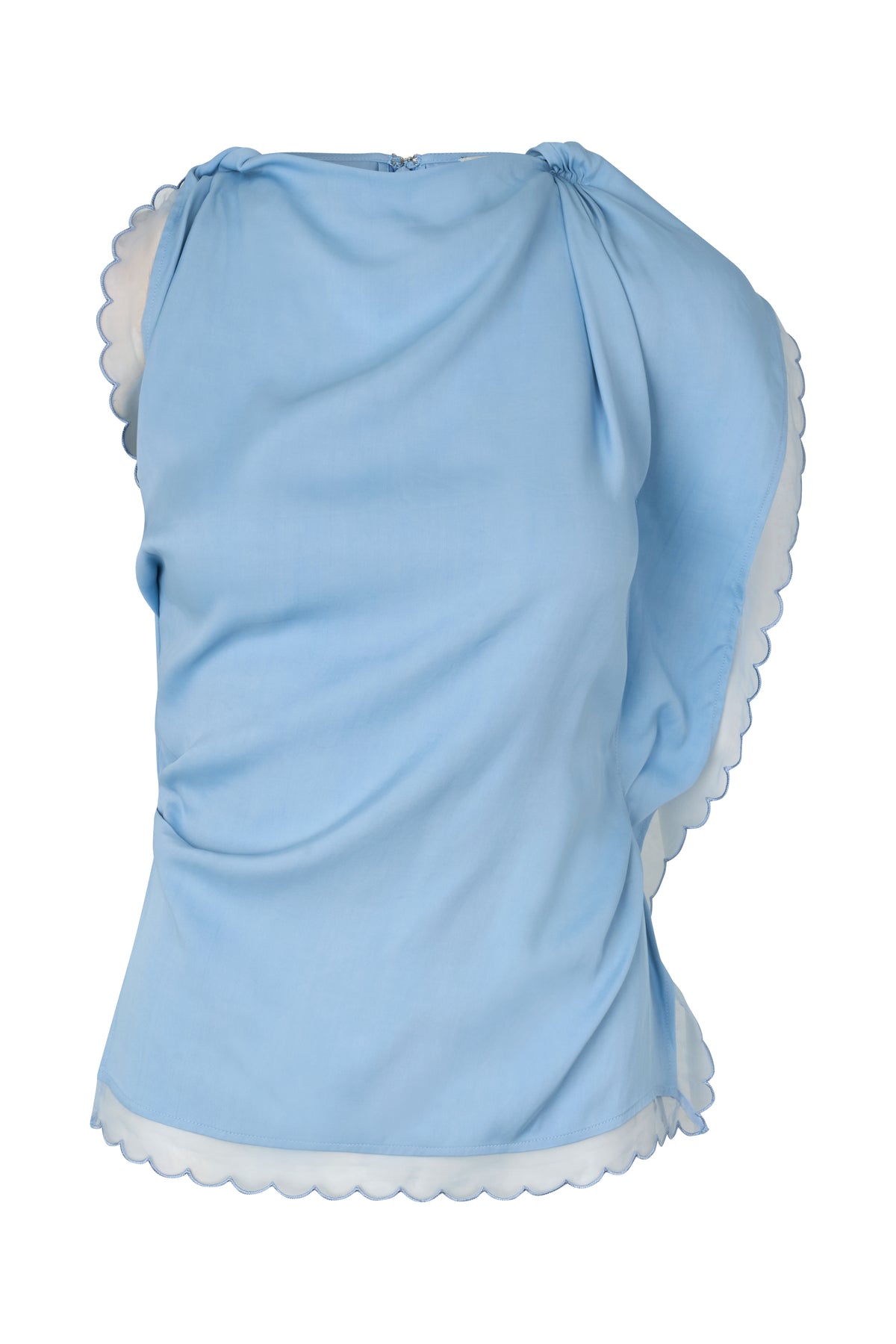 2538 Viscose Organza, Draped Sleeveless Top