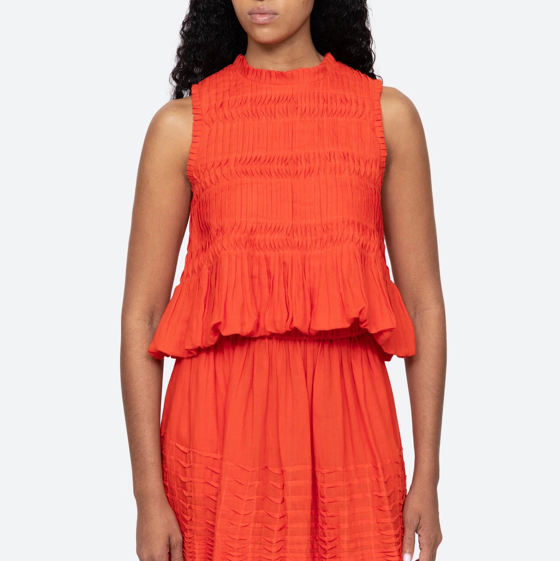 SEA New York Zora Top with Bubble Hem