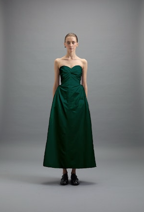 Kika Vargas Rose Dress - Pine Taffeta