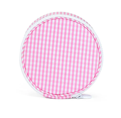 TRVL Designs Jewelry Round Case - Gingham Pink