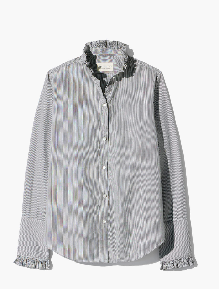 Nili Lotan Elio Shirt - Dark Navy/White Stripe