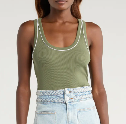 Veronica Beard Birke Tank With Contrast Piping