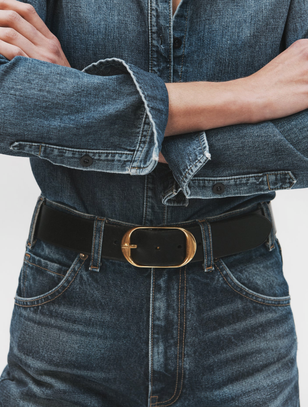 Nili Lotan Nili Belt - Black with Antique Brass Buckle