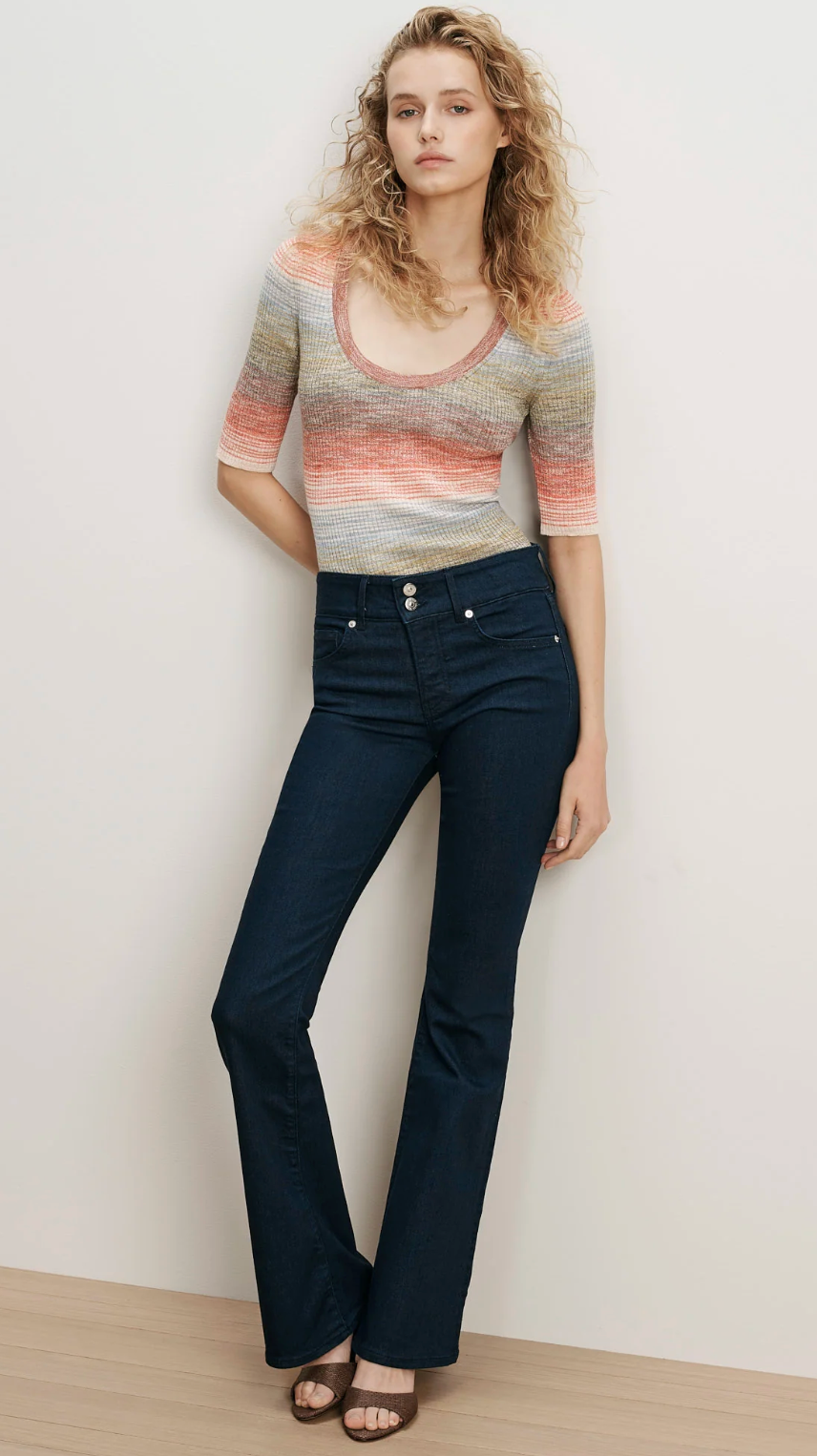 Veronica Beard Beverly Mid-Rise Skinny-Flare Jean - Indigo Rinse