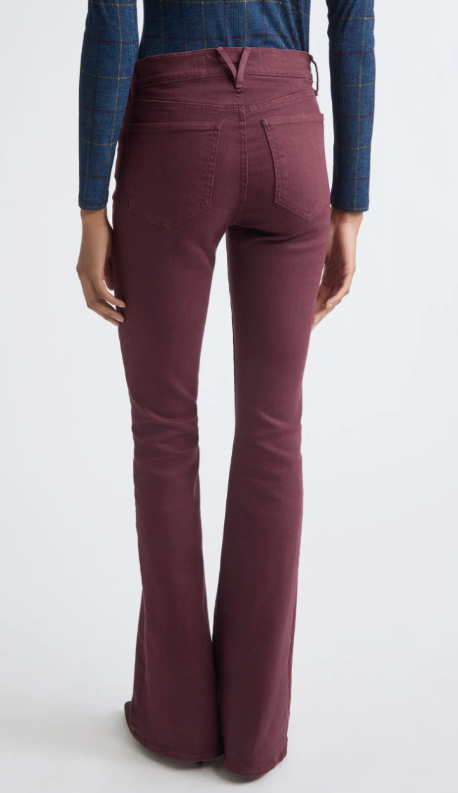Veronica Beard Beverly Mid Rise Skinny Flare - Burgundy