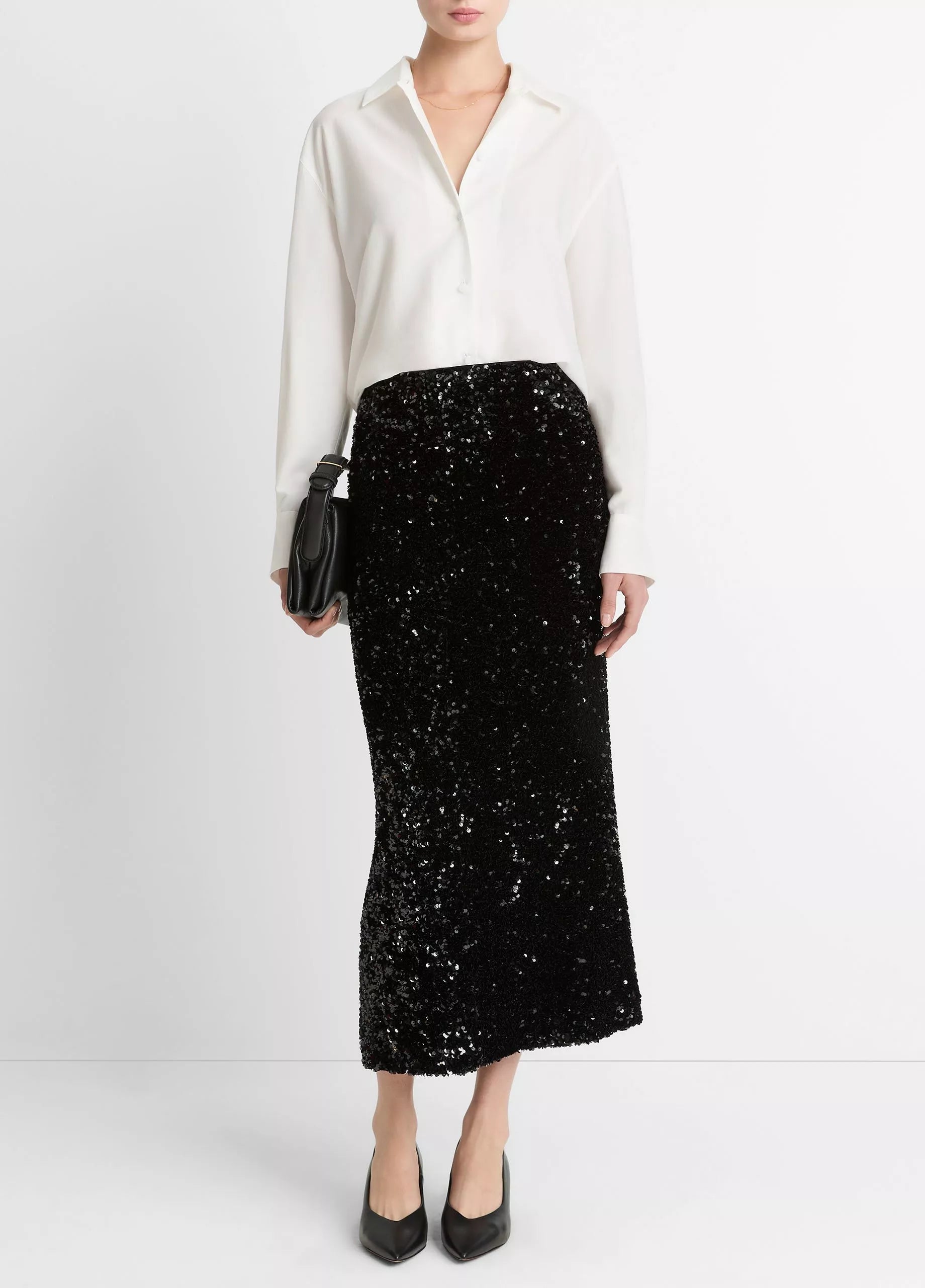Vince Sequined Velvet Column Skirt