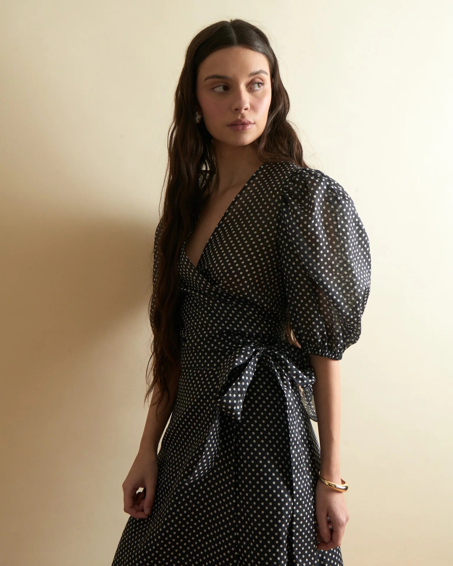 Louise Scarlet Wrap Top - Polka Dot