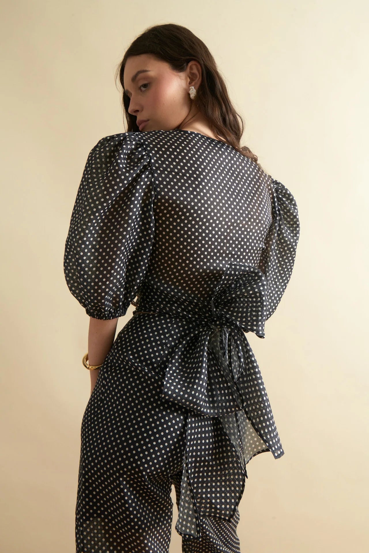 Louise Scarlet Wrap Top - Polka Dot