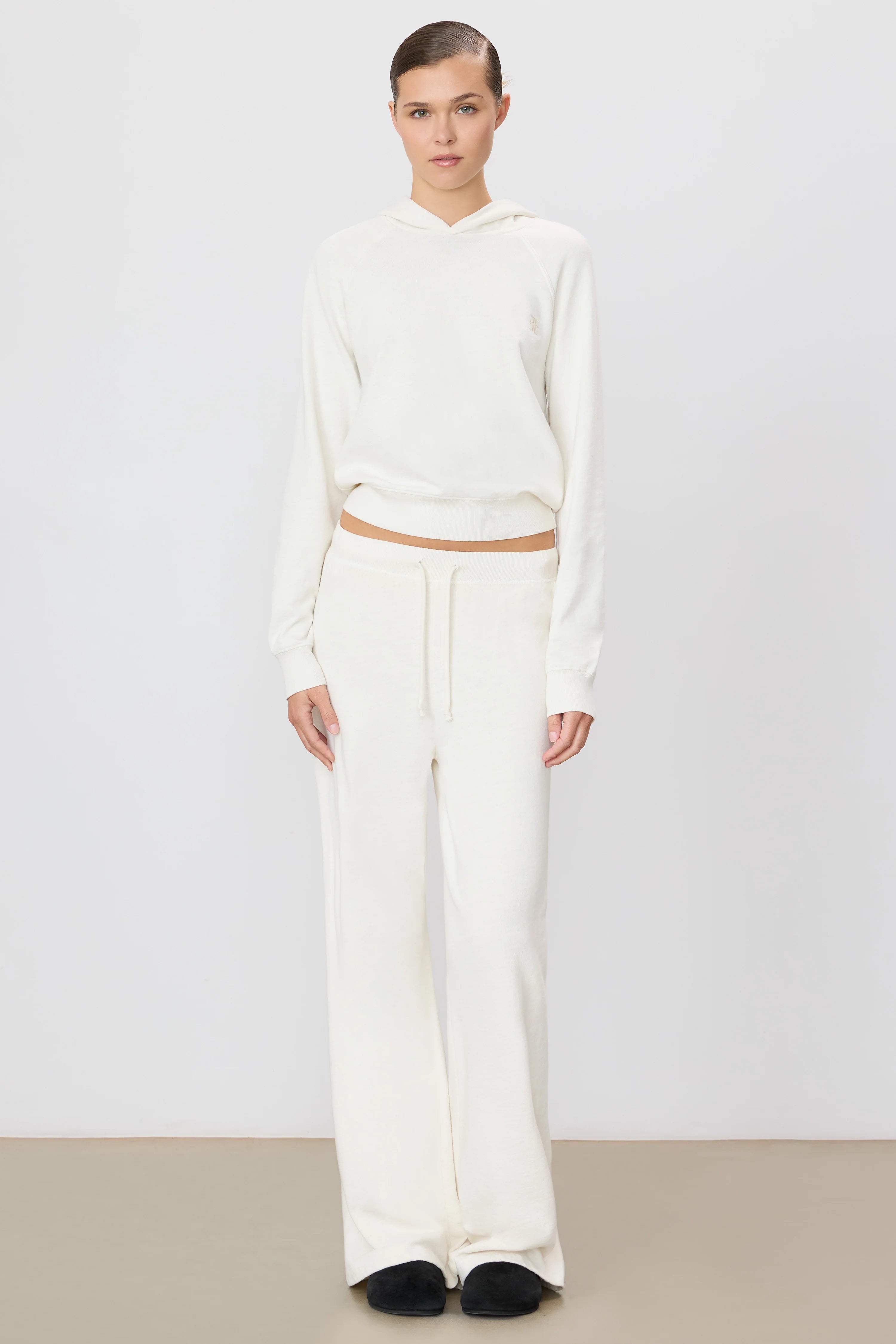 Eterne Drawstring Wide Leg Sweatpant - Bone