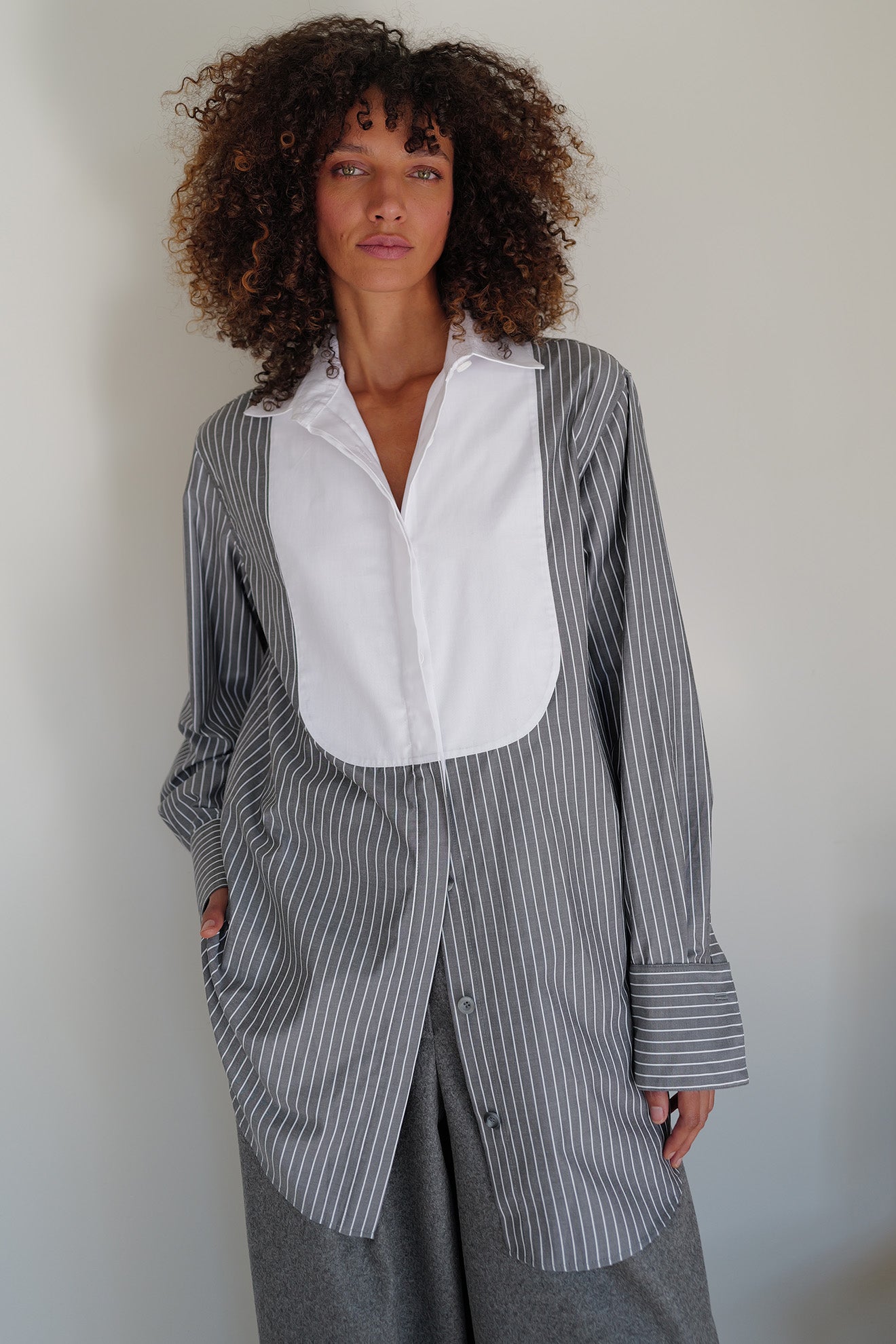 By Sloan Tuxedo Stripe Shirt