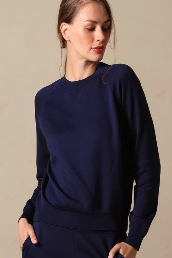Minnie Rose Raglan Sleeve Sweatshirt - Navy
