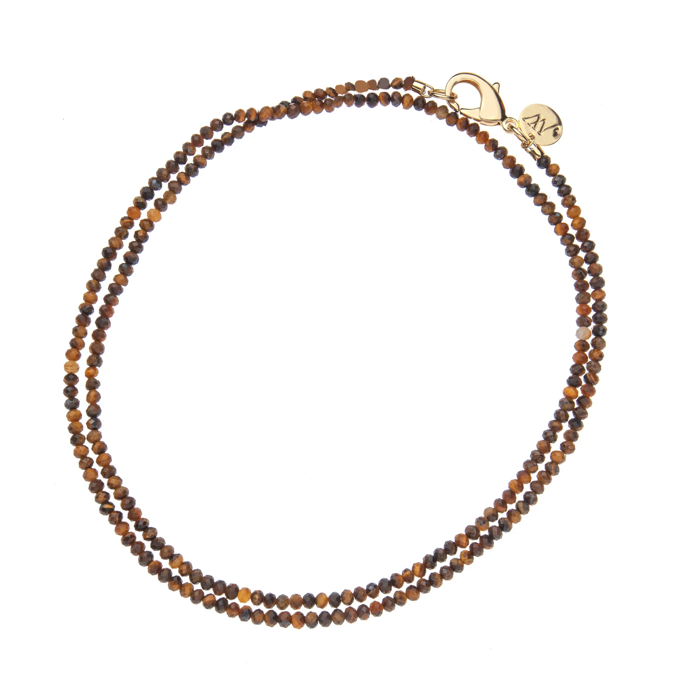 Jane Win Double Wrap Diamond Cut Necklace - Tigers Eye