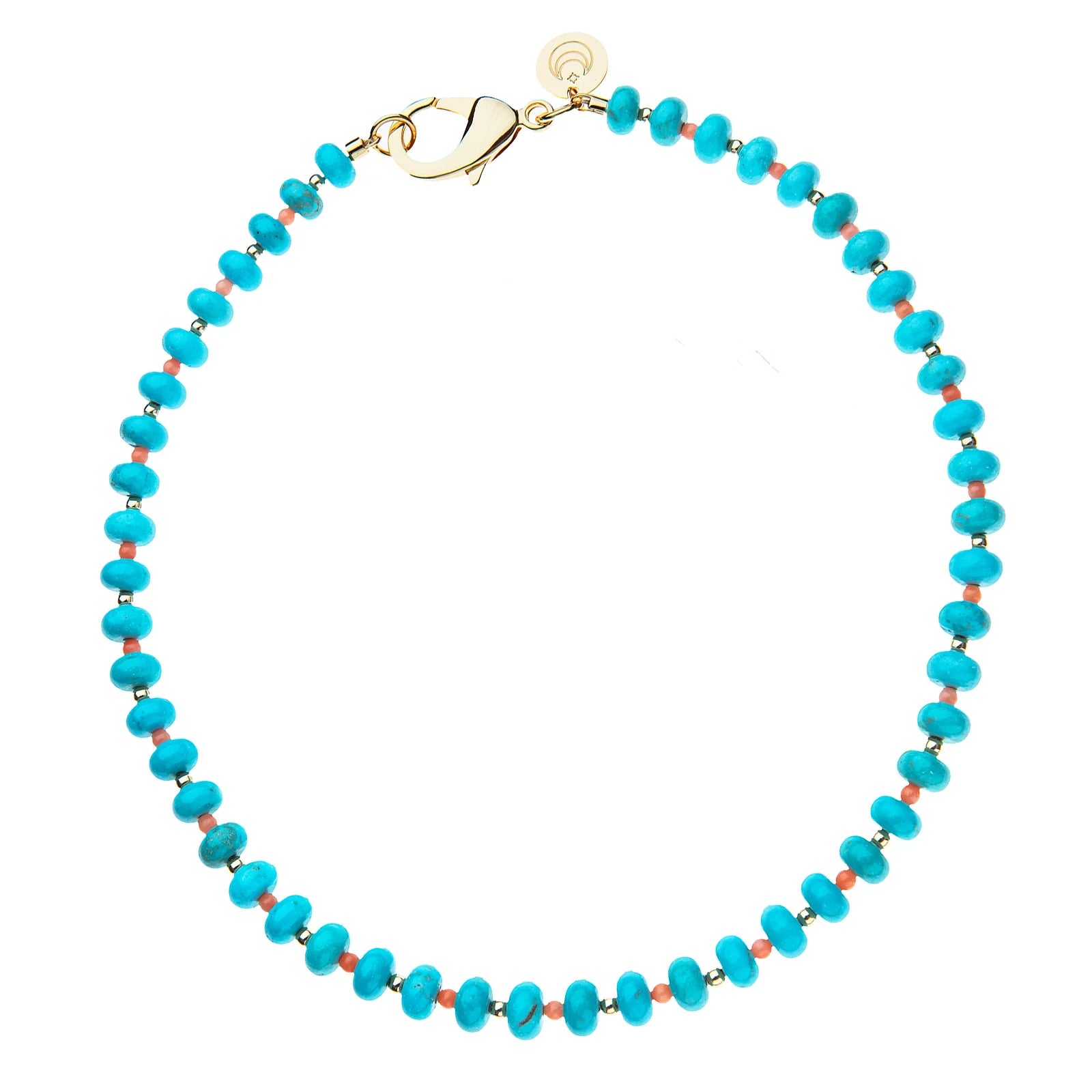 Jane Win Gumdrop Beaded Necklace in Coral and Turquoise Mix