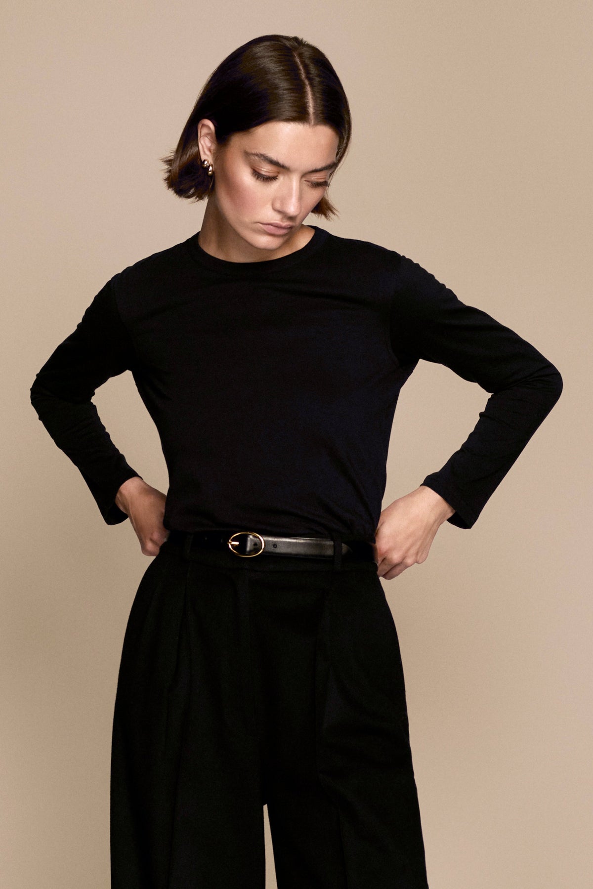 The Long Sleeve Perfect Tee in Black - WS