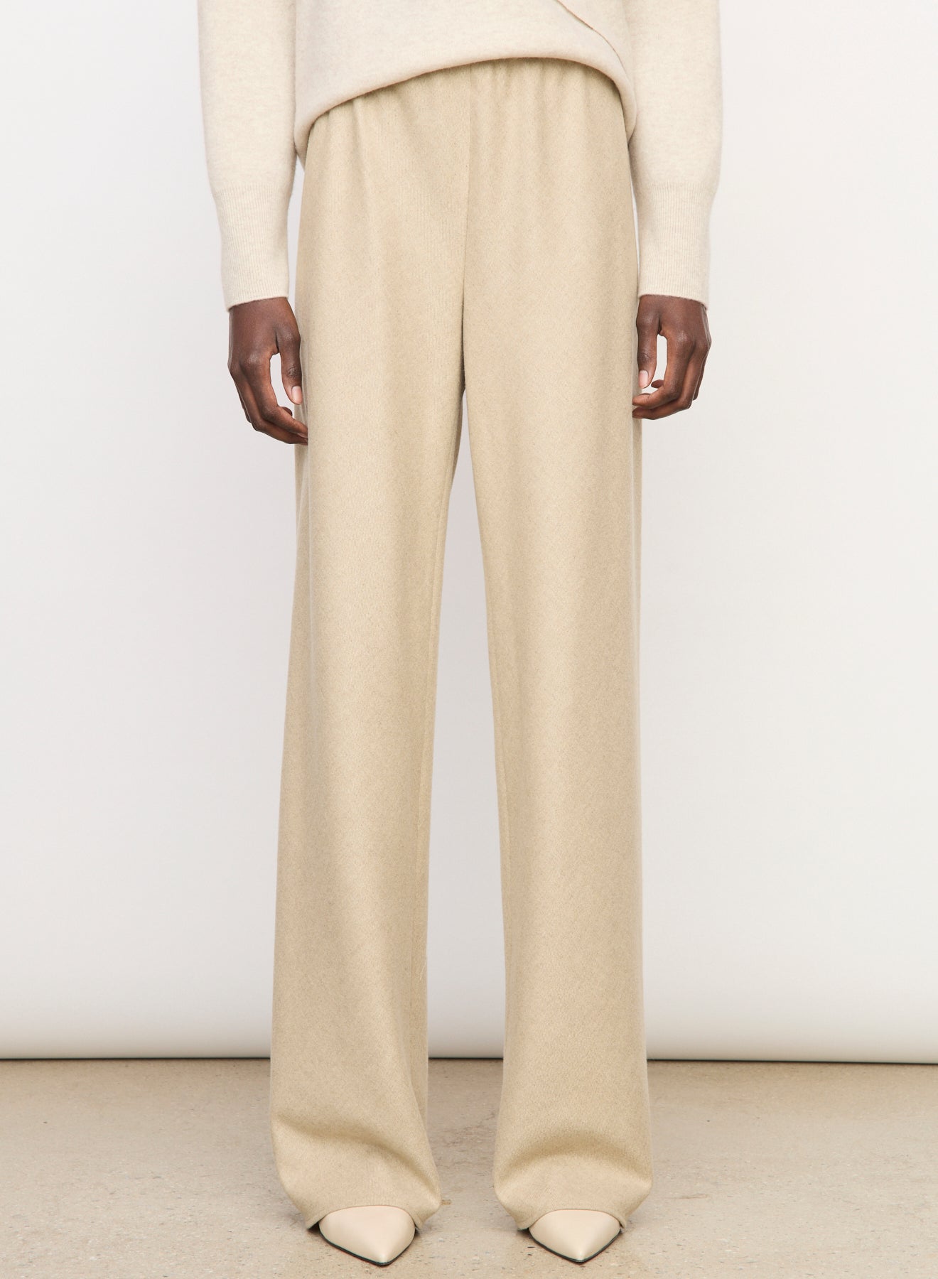 Vince High Waist Wool Blend Bias Pant - Oatmeal