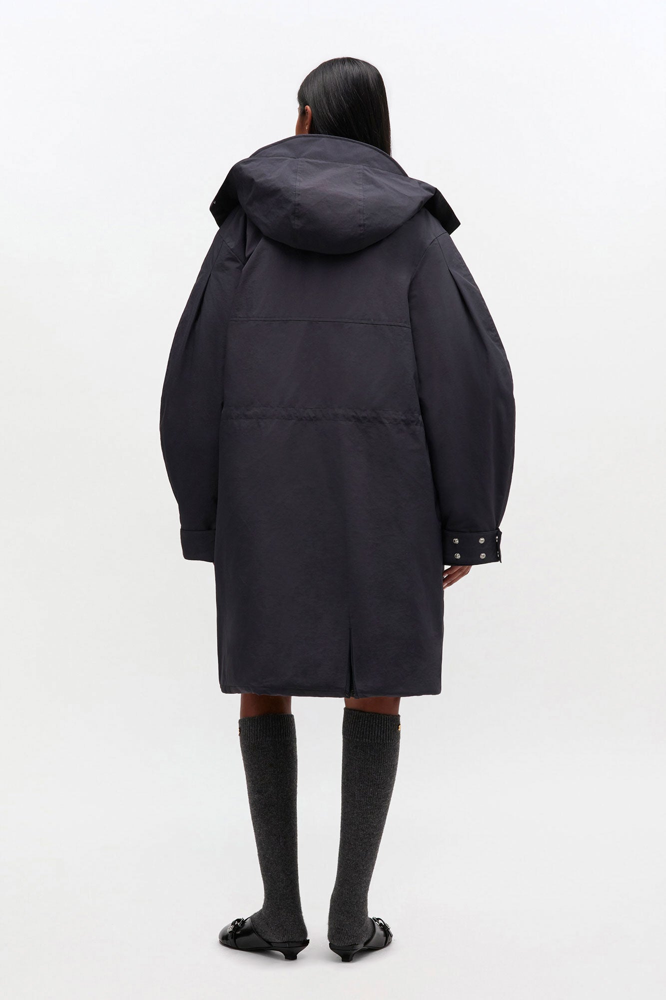 Ganni Oversized Dark Grey Tri-Layer Parka Coat