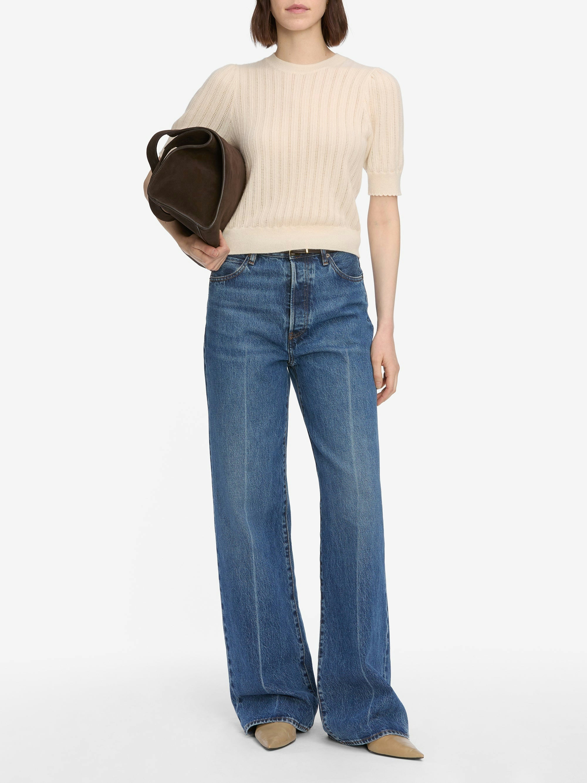 Frame Ladder Pointelle Sweater
