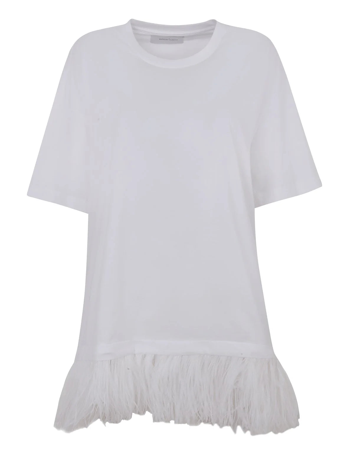 Marques Almeida Ostrich Feather Hem T-Shirt Dress