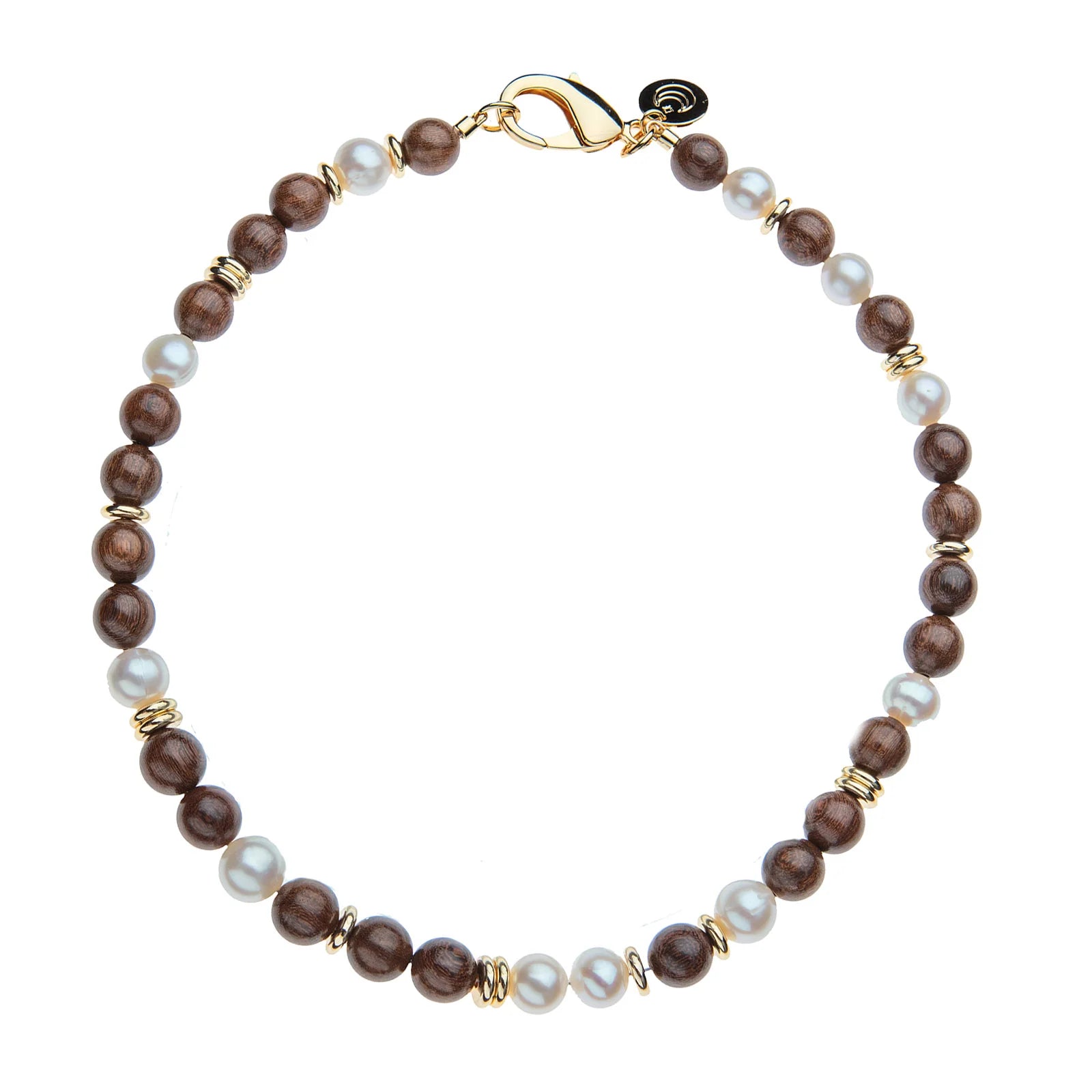 Jane Win Wood and Pearl Statement Necklace