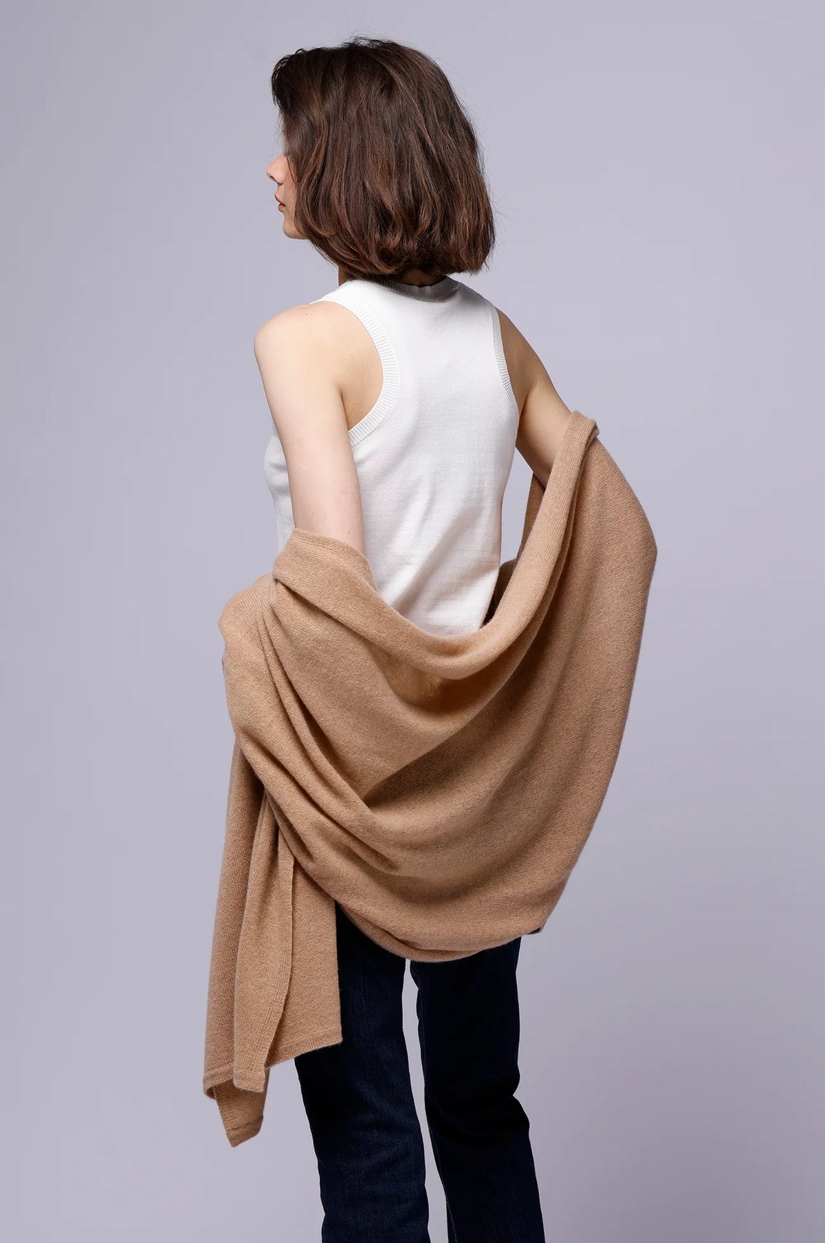Minnie Rose Cashmere Blankie Wrap - Camel